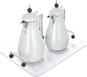 Al Saif Gallery Crystal Thermos Set, 1/0.7 litre, tofaria, thermal glass inner container, stainless steel outer shell - pearl product image 2