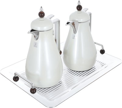 Al Saif Gallery Crystal Thermos Set, 1/0.7 litre, tofaria, thermal glass inner container, stainless steel outer shell - pearl product image 2