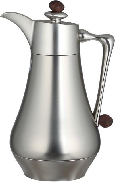 Al Saif Gallery Al Dana 2 Thermos Set, , 1/1 Liter, 2 Pieces, Glass Inner Container, Stainless Steel Outer Body, Push Button - Matte Wood Finish Silver product image 3