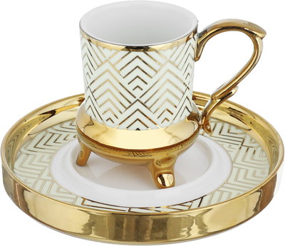 طقم فناجين قهوة سيراميك السيف غاليري، 12 قطعة - ابيض ذهبي product image 2