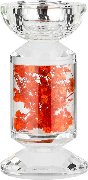 مبخرة زجاج السيف غاليري، مزينة زهور برتقالي، 8x8x15 سم - شفاف product image 2