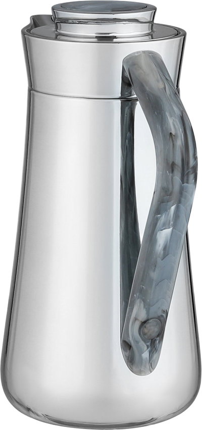 Al-Saif Gallery Al-Huda Stainless Steel Thermos, 1 Liter, Marble Gray Handle, Push Button - Shiny Silver product image 3
