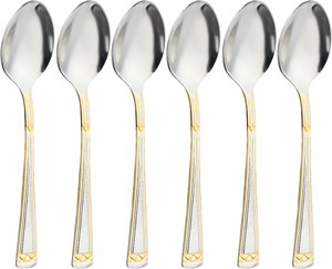 Al Saif Gallery steel sweet spoon set, 6 pieces, triangle pattern - silver product image