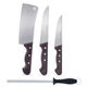 Bergy Stainless Steel Slicing Knife Set, 3 Pieces, Knife Sharpener, Sheath - Black   Brown product image 2