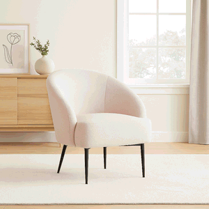 Modern Metal Chair, 85×80×75 Cm, Boucle Fabric - Beige product image 2