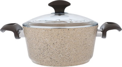 طقم قدور جرانيت بغطاء زجاجي فالز، 7 قطع، تركي - بني فاتح product image 4