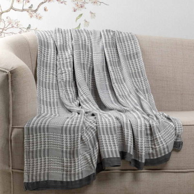 بطانية خفيفة قطن بامبو، 200x150 سم - رمادي product image 2