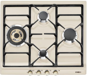 موقد سطح طاولة غاز مدمج ستانلس ستيل سميج، 60×50 سم، 4 شعلات، SR764PO - كريمي product image