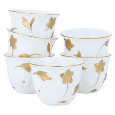 Al Saif Gallery porcelain touch Arabic coffee cups set, 6 pieces - white product image 1