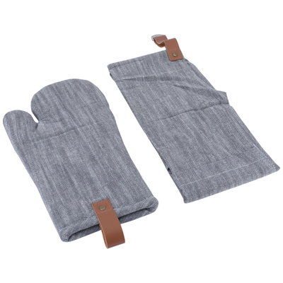 طقم مريله + قفاز قماش السيف غاليري، قطعتين - رمادي product image 2