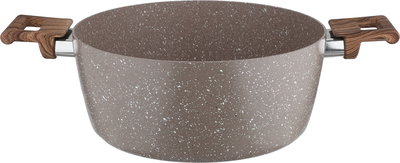 Rocky Granite Cooking Pot, 28cm, Deep, Wooden Handles, Glass Lid - Brown product image 3