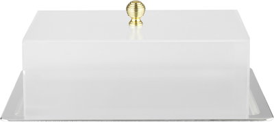 صحن تقديم استيل السيف غاليري، 32x23x10 سم، غطاء اكريلك، مستطيل - فضي شفاف product image 3