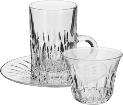 طقم تقديم بيالات فناجين مع الصحن كريستال السيف غاليري، 18 قطعة - شفاف product image 1