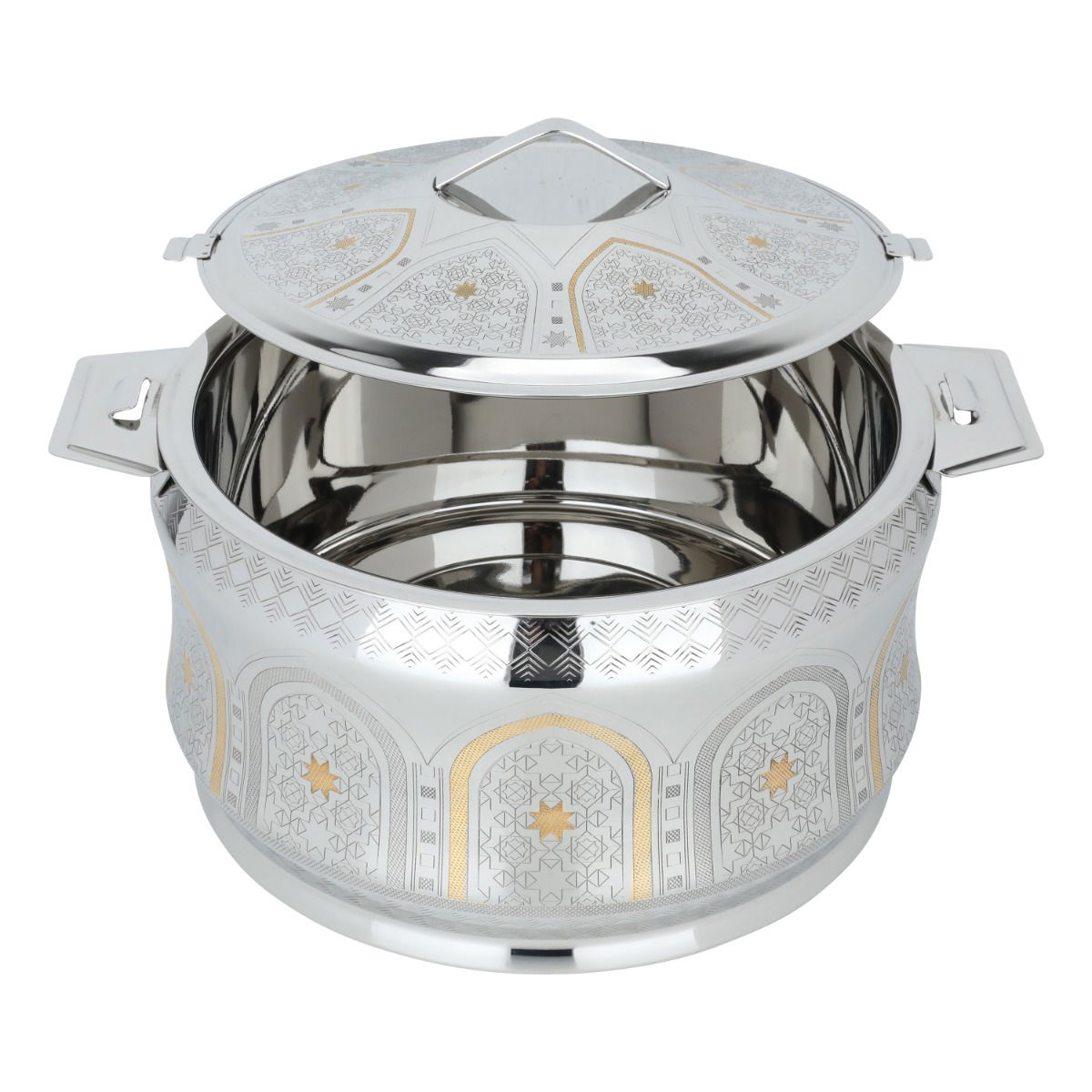 حافظة طعام استيل السيف غاليري، 7500 مل، هندي، منقوش بذهبي - فضي product image 2