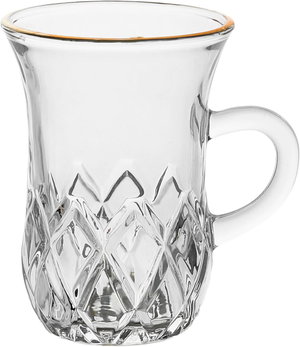 طقم بيالات شاي بيد زجاج ماكس جلاس، خط ذهبي 6 قطع - شفاف product image 2