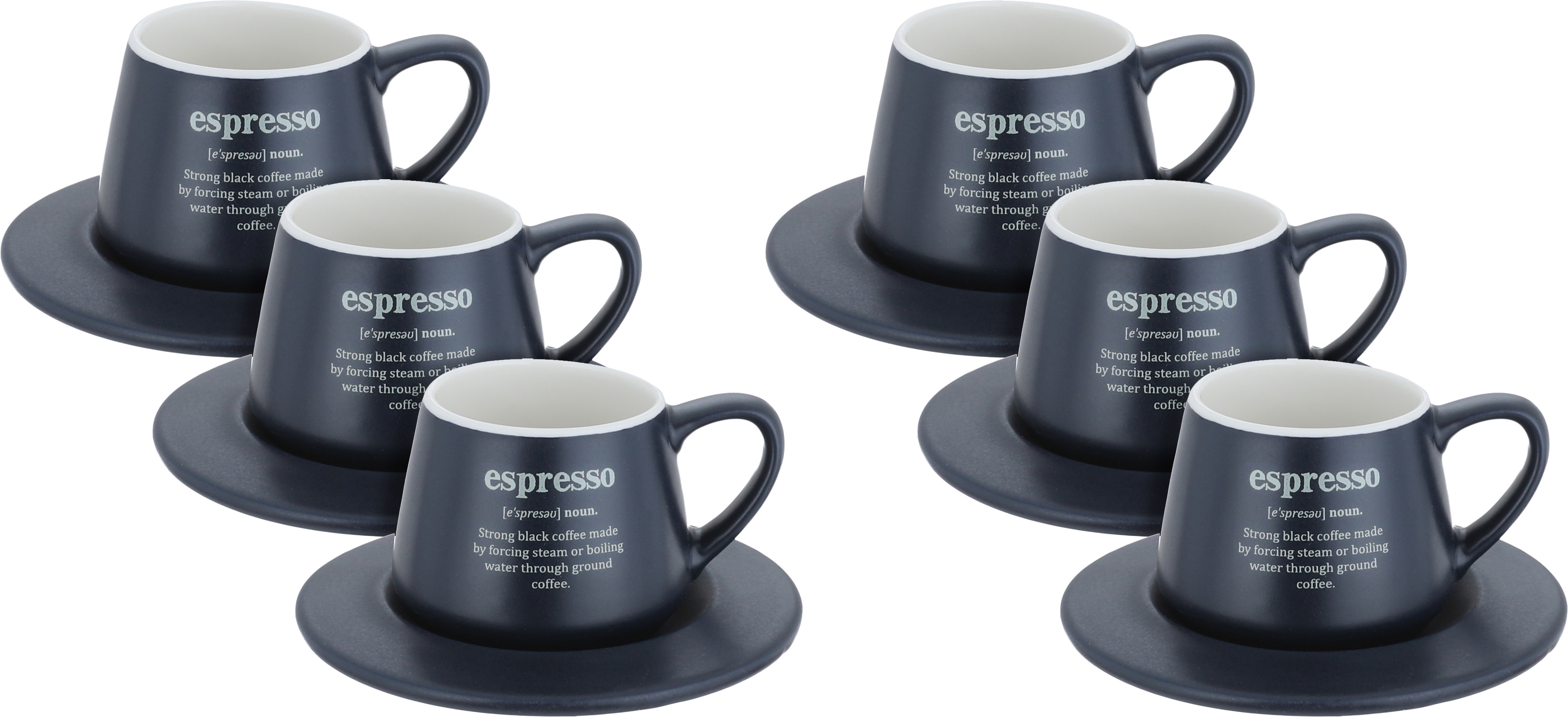 طقم مجات مع صحون بورسلان السيف غاليري، 90 مل، 12 قطعة - أسود product image