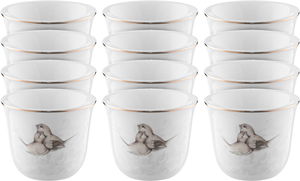 Al Saif Gallery porcelain coffee cup set, 12 pieces, bird pattern - white product image