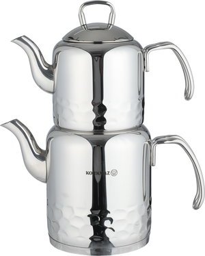 براد تركي سمارو مزدوج ستانلس استيل كوركماز، 2 قطعة، مصفاة داخلية - فضي product image