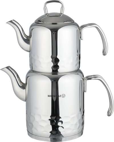 براد تركي سمارو مزدوج ستانلس استيل كوركماز، 2 قطعة، مصفاة داخلية - فضي product image 1