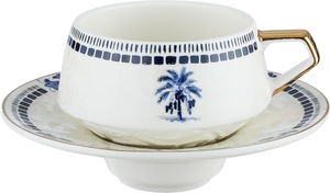 طقم اكواب شاي مع صحون بورسلان السيف غاليري، 12 قطعة، 200 مل، مشجر - ابيض ازرق product image 2