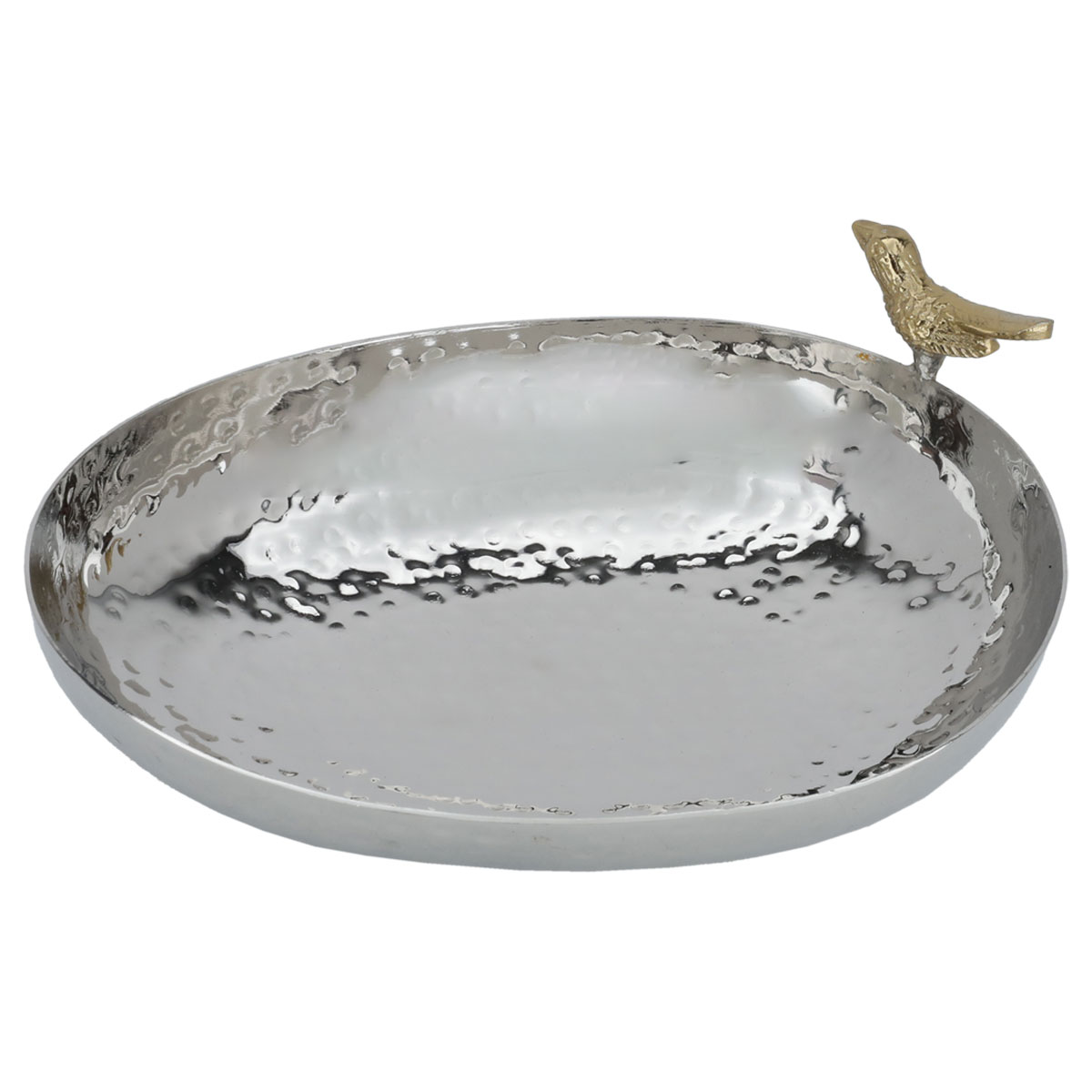 Al Saif Gallery steel serving plate, 16 x 12 x 3 cm, round - silver product image