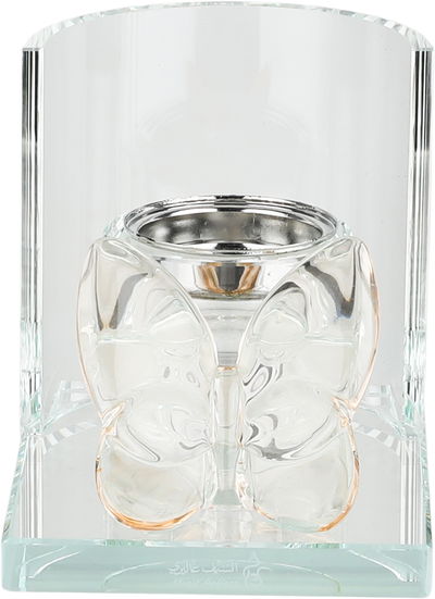 مبخرة زجاج السيف غاليري، قاعدة مزينة فراشة عسلي، 12x9x10 سم - شفاف product image 2