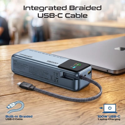 Promate Titan-130Pro Power Bank, 130W, 20000mAh, 3 Ports, Digital Display - Gray product image 3