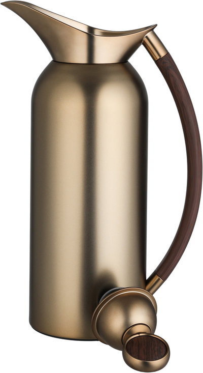Al Saif Gallery Chandelier Thermos Set, 2 Pieces, 1/2 Liter, Tempered Glass Inner Container, Wooden Handle, Push Button - Brownie Wooden product image 7
