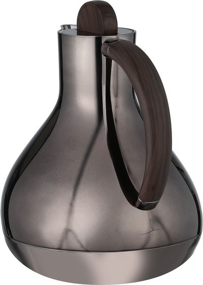 Al Saif Gallery Layal Thermos Set, 0.6/0.9 Liter, 2 Pieces, Glass Interior, Plastic Exterior, Wooden Handle, Push Button - Black Wood product image 4