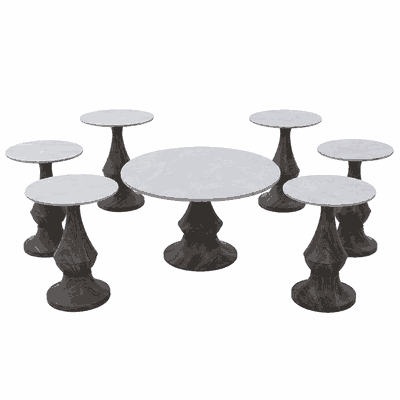 طقم طاولات سيراميك و معدن، 7 قطع - اسود بني product image 3