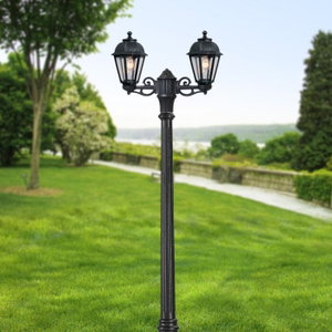 Double garden pole made of durable resin plastic, E27 bulb base, 61 x 210 cm - Black product image