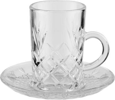 طقم بيالات و فناجين زجاج البيت الذهبي، 36 قطعة - شفاف product image 2