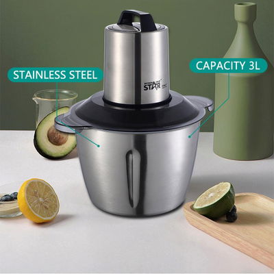 Winning Star ST-5507 Food Chopper, 3 Liters, 300 Watts, 2 Speeds, 4 Blades - Silver Black product image 2