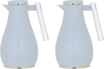 KaramAl Saif Gallery Thermos Set, 1/0.65 L, 2 Pieces, Inner Glass Vacuum Flask, Pressure Cooker - Light Grey product image 2