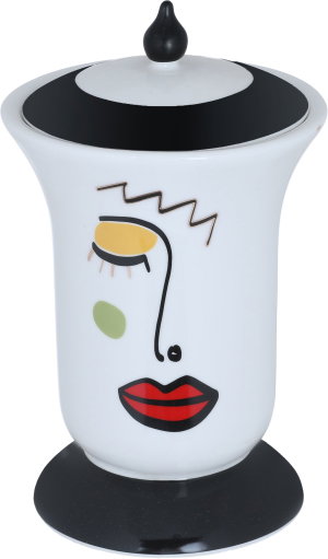 Al Saif Gallery porcelain incense burner, 11x11x18 cm, Gemini, with lid - white product image 2