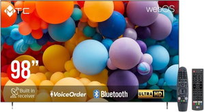 تلفزيون سمارت بدون اطار ام تي سي، 98 بوصة، 4K UHD، شاشة QLED، نظام ويب او اس، 2 ريموت ماجيك/عادي، MT98UH600WOS - اسود product image