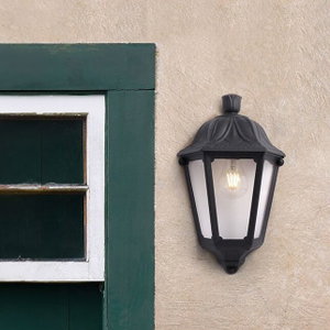 Outdoor circular lighting fixture, made of durable resin plastic, E27 bulb base, 22 x 35 cm - Black product image