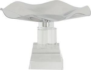 ستاند تقديم ستانلس استيل السيف غاليري، 17x17x11 سم، قاعدة مربع زجاج - فضي شفاف product image 2