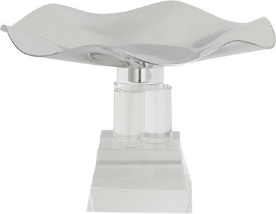 ستاند تقديم ستانلس استيل السيف غاليري، 17x17x11 سم، قاعدة مربع زجاج - فضي شفاف product image 2