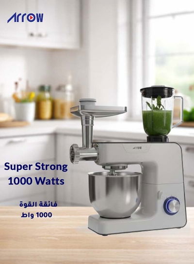 Arrow RO-06SMB 3-in-1 Stand Mixer, Grinder and Blender, 1000 Watts, 5.2 Liters, 8 Speeds - White product image 7