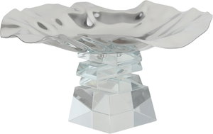 ستاند تقديم ستانلس استيل السيف غاليري، 17x17x13 سم، قاعدة مربع زجاج - شفاف فضي product image 2