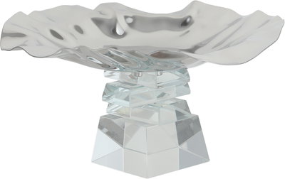 ستاند تقديم ستانلس استيل السيف غاليري، 17x17x13 سم، قاعدة مربع زجاج - شفاف فضي product image 2