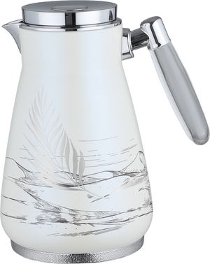 طقم ترامس سكون السيف غاليري، 0.75 / 1 لتر، 2 قطعة، حافظة داخلية زجاج، هيكل خارجي أستيل، ضغاط، يد شفاف - أبيض لؤلؤي فضي product image 2