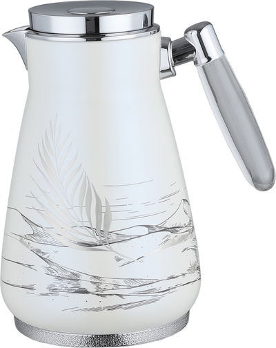 طقم ترامس سكون السيف غاليري، 0.75 / 1 لتر، 2 قطعة، حافظة داخلية زجاج، هيكل خارجي أستيل، ضغاط، يد شفاف - أبيض لؤلؤي فضي product image 2