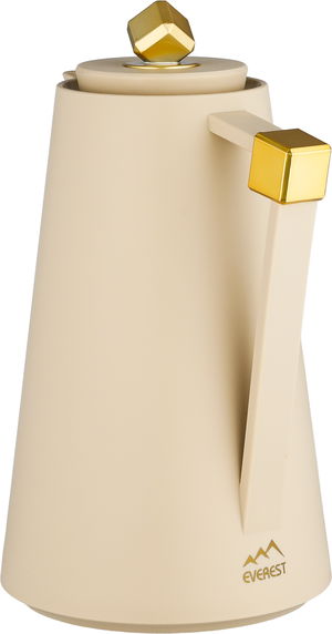 Everest Diamond Plastic Thermos, 1 Liter, Glass Inner Container, Push Button - Light Beige Gold product image 2