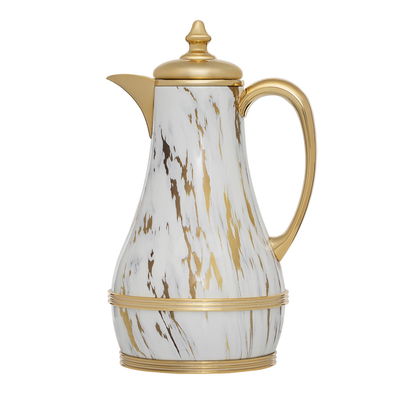 Al Saif Gallery Steel Thermos Set, 1/0.75 Liter, 2 Pieces - White Marble product image 3