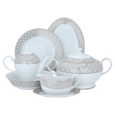 طقم سفرة بورسلان السيف غاليري، 81 قطعة، دائري - رمادي product image 1