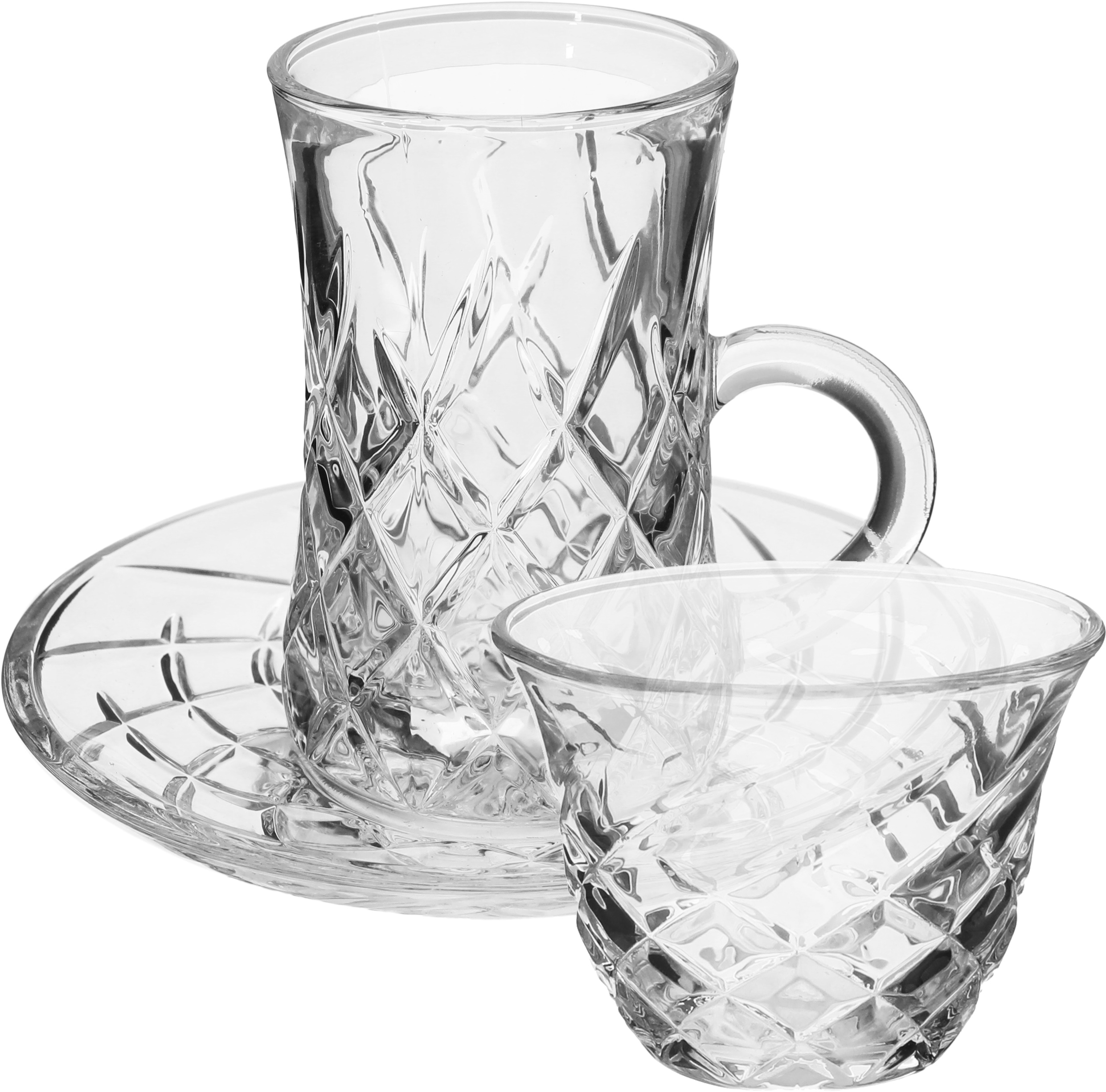 Lamsat altaaj aldhahabii Set of coffee cups and tea bags with glass saucers, 0.12 litres, 18 pieces - clear product image