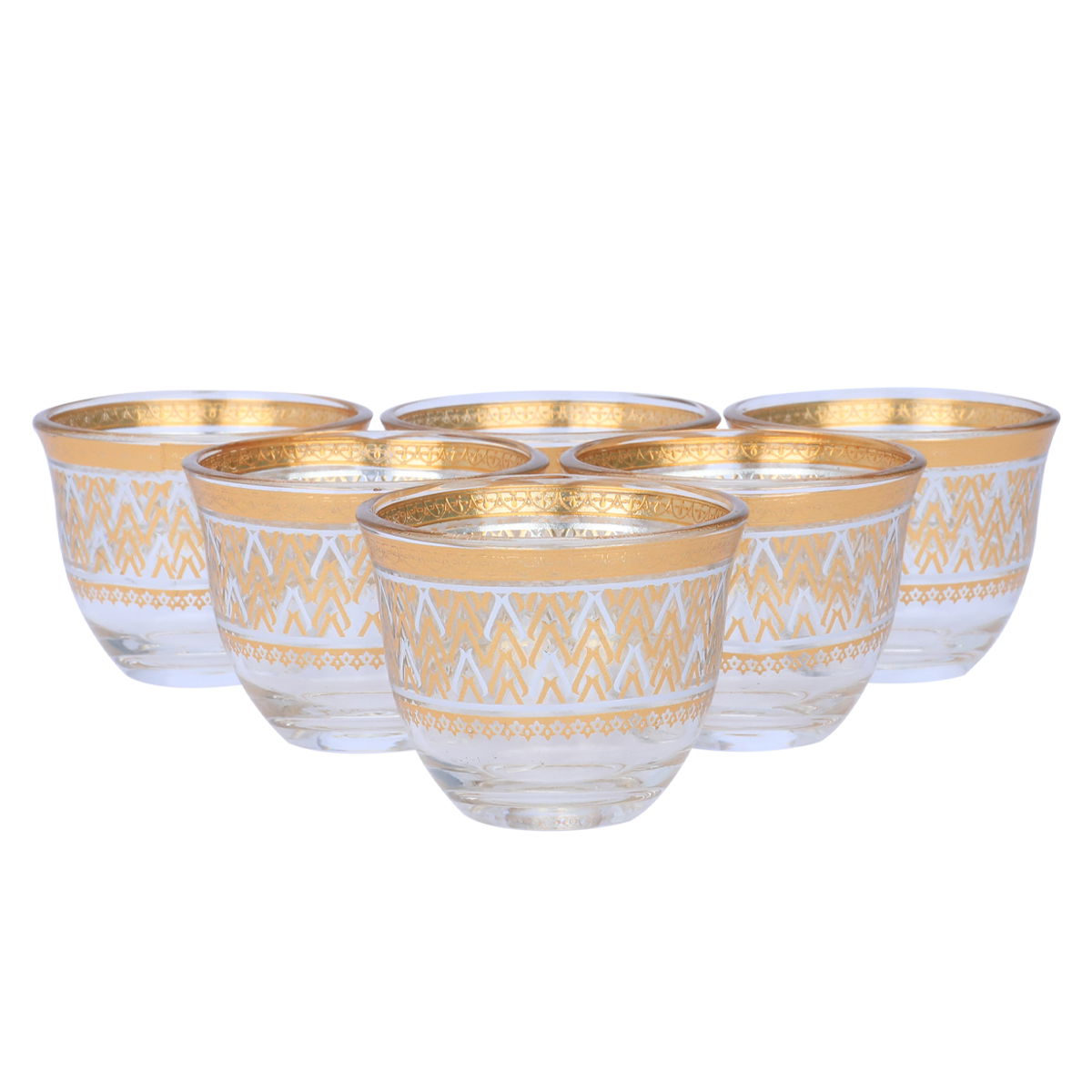 طقم بيالات شاي وقهوة زجاج السيف غاليري، 26 قطعة - ذهبي product image 4