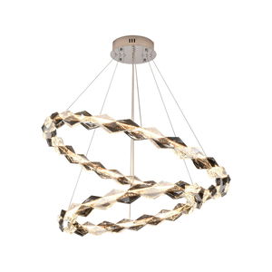 Model Meshkati metal chandelier, two rings, 150 cm, 3000 Kelvin - silver crystal product image 2